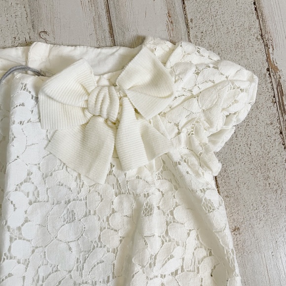 Il Gufo | Girls Ivory Lace Tunic with Bow | Size: 6M - Picture 2 of 8